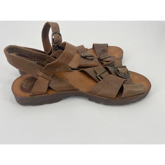 Brazil Leather Craft Womens 8.5 Open Toe Sandal Tan Brown Rebecca 190869 Shoes - Picture 3 of 8